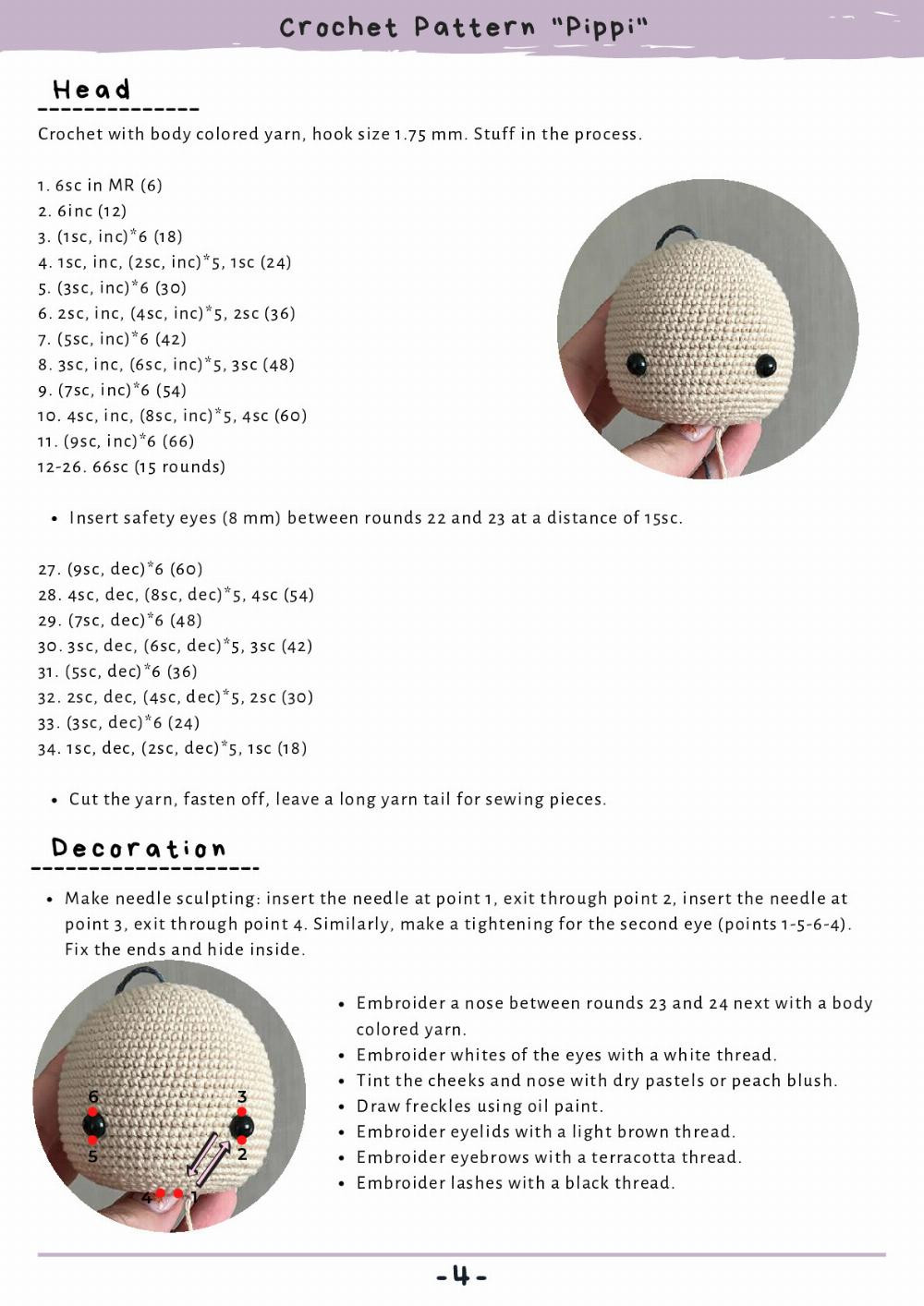 CROCHET PATTERN "PIPPI", Crochet pattern for a little girl doll holding a baby monkey