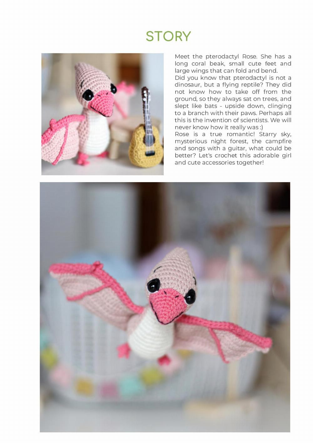 CROCHET PATTERN PTERODACTYL ROSE