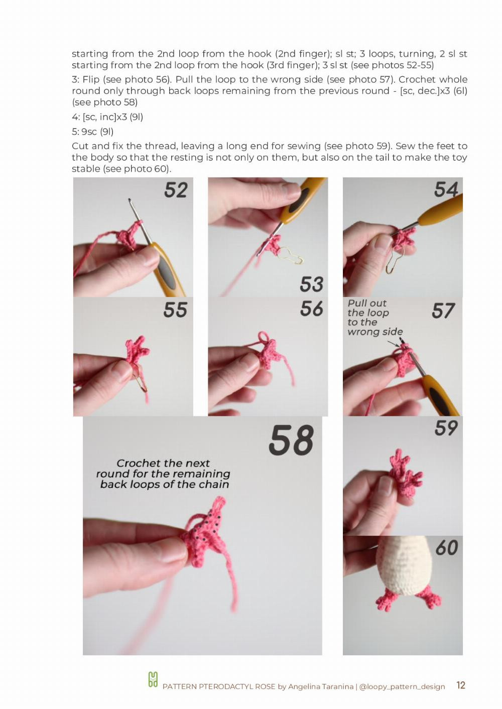 CROCHET PATTERN PTERODACTYL ROSE