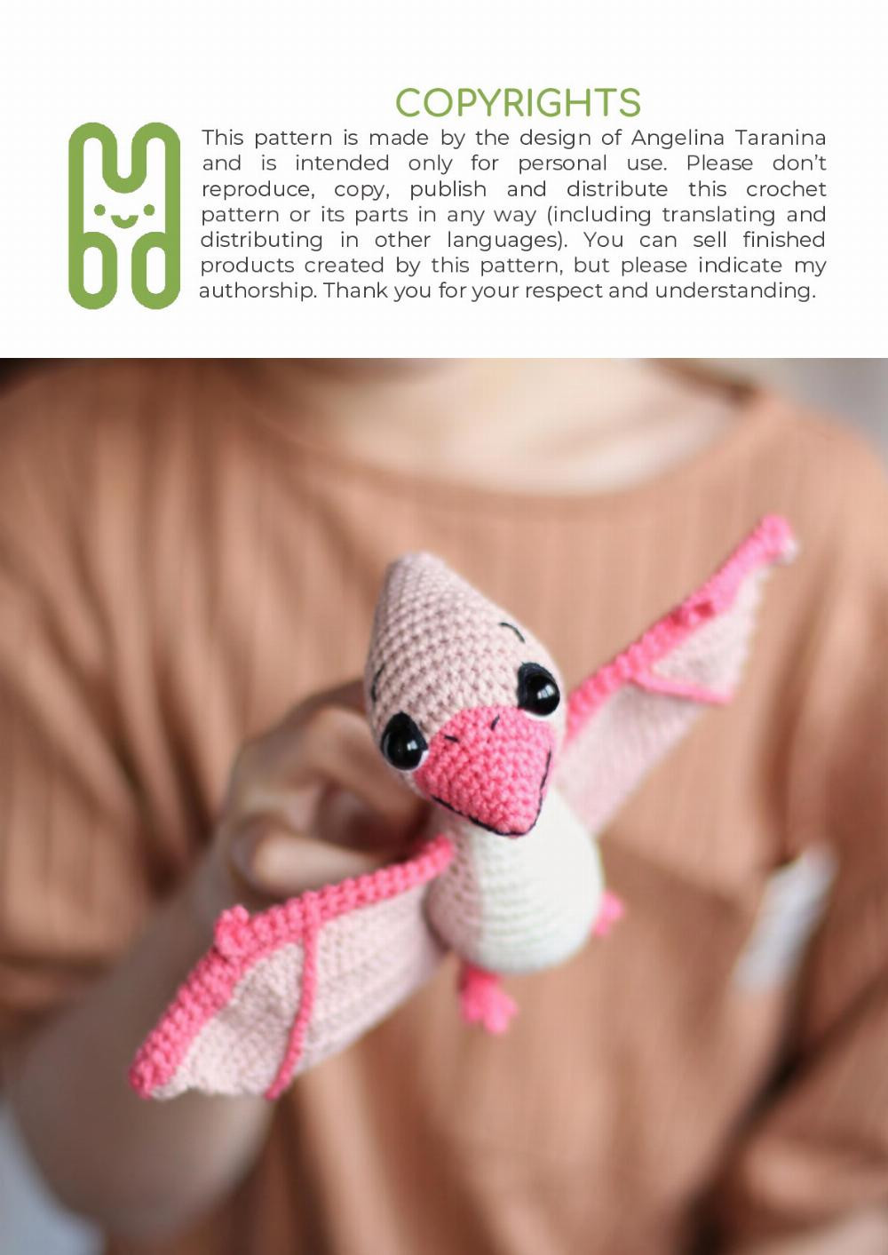 CROCHET PATTERN PTERODACTYL ROSE