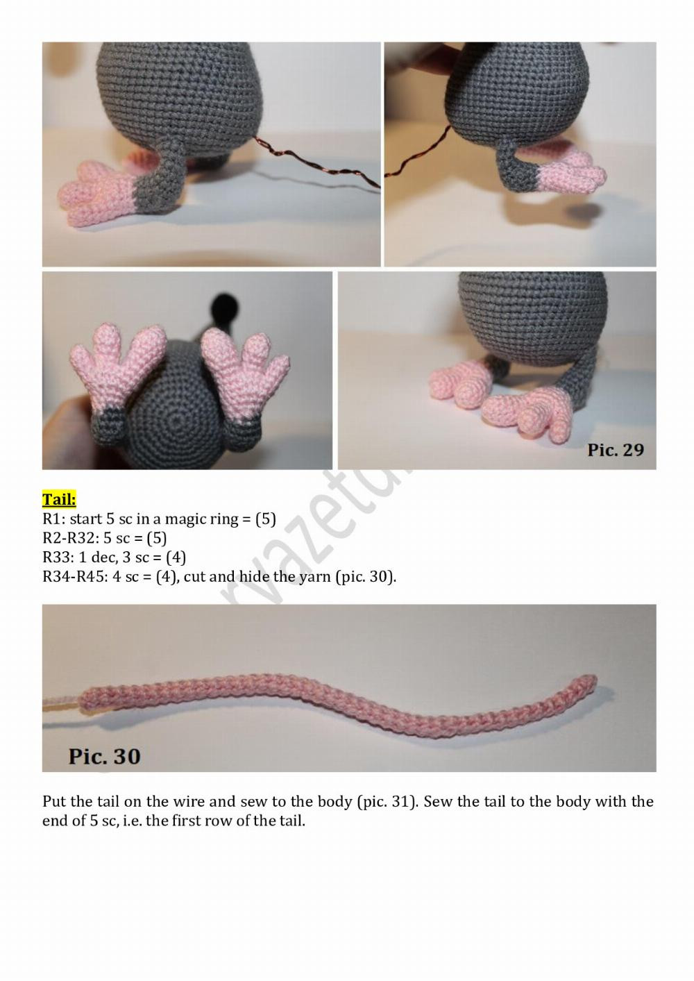 Crochet pattern RAT gray and white