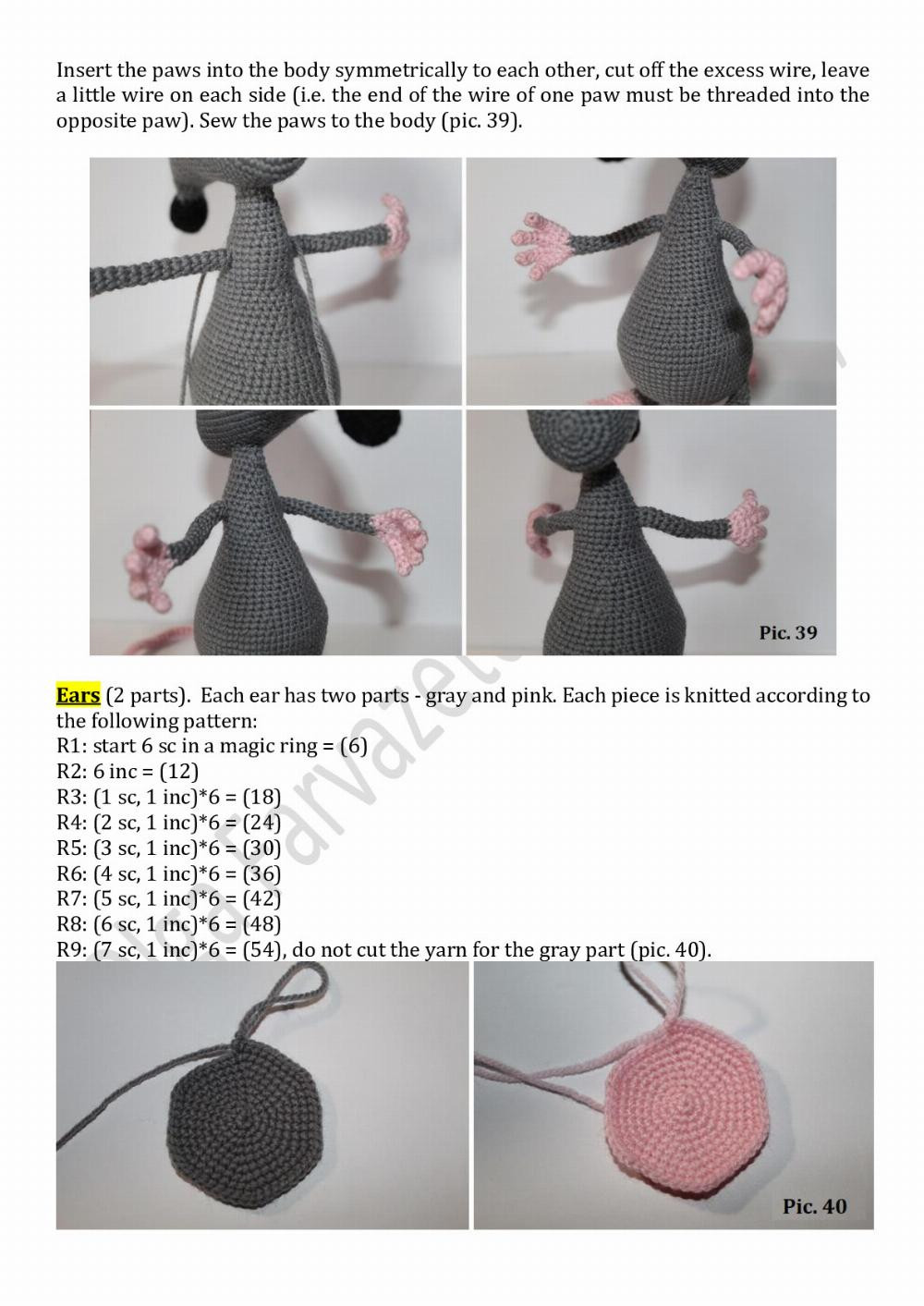 Crochet pattern RAT gray and white