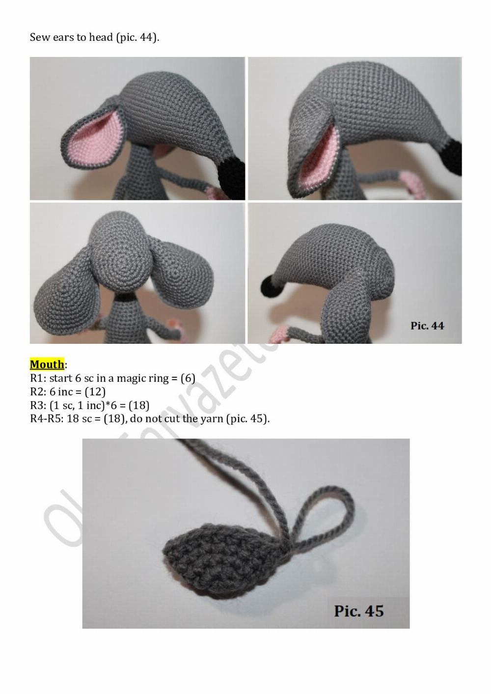 Crochet pattern RAT gray and white