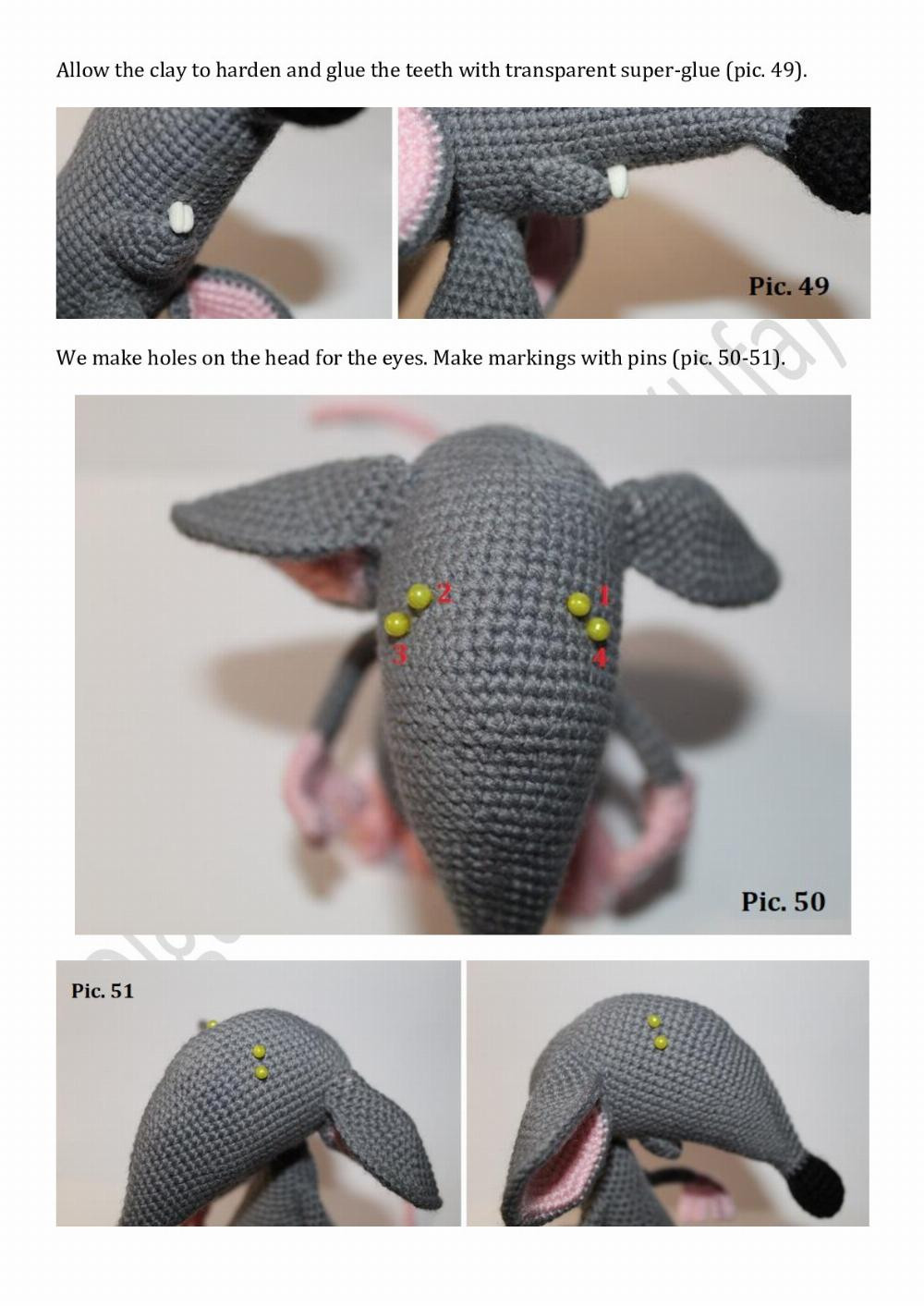 Crochet pattern RAT gray and white