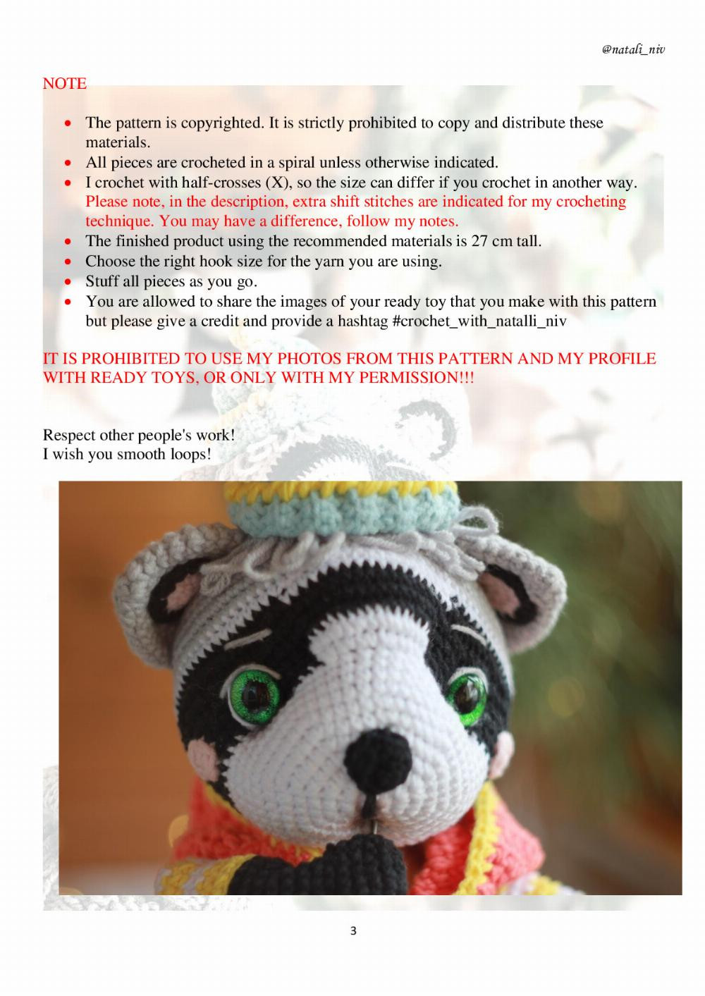 CROCHET PATTERN SMOKEY RACCOON