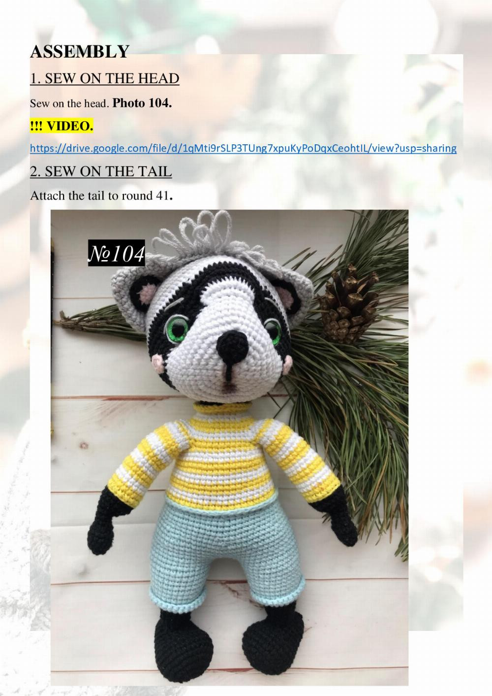 CROCHET PATTERN SMOKEY RACCOON