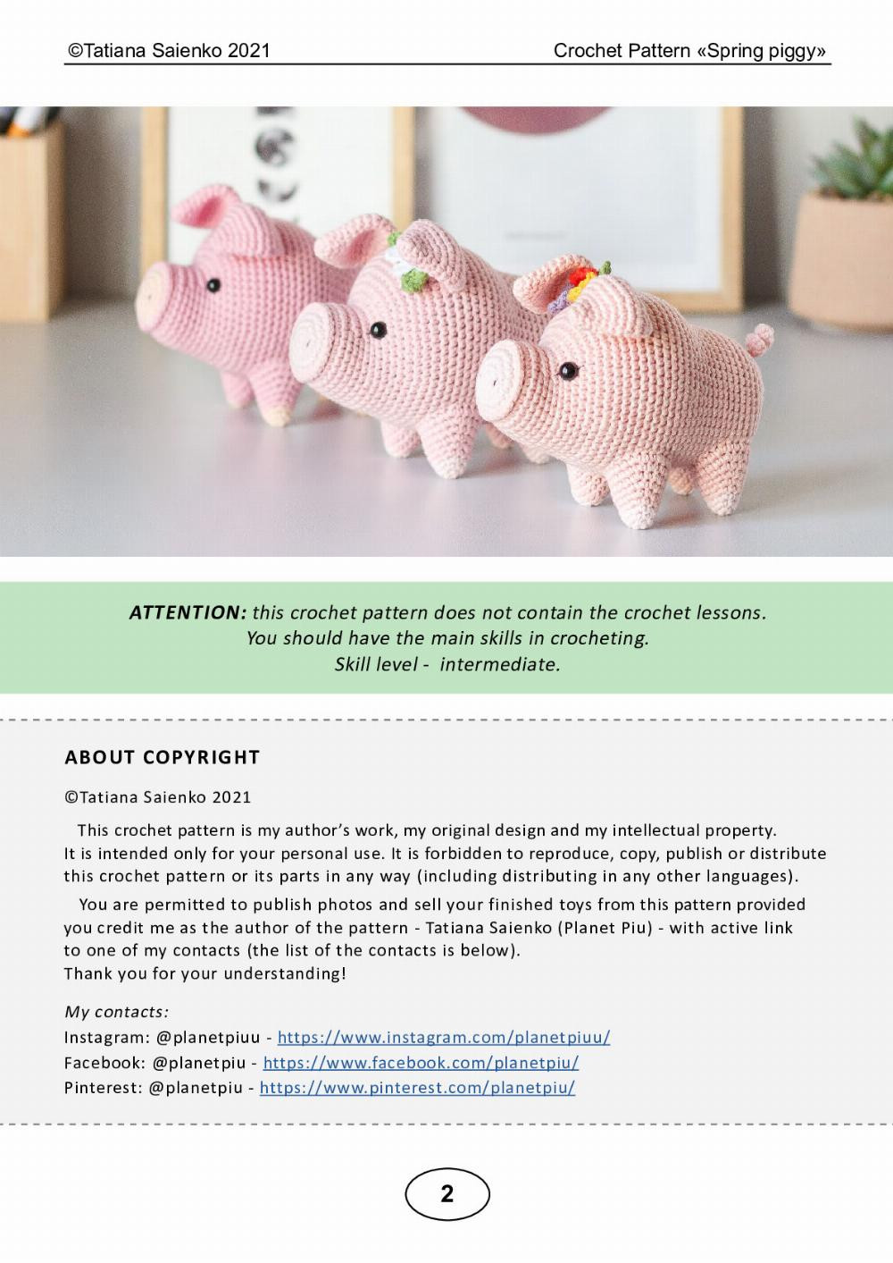 CROCHET PATTERN «Spring piggy»