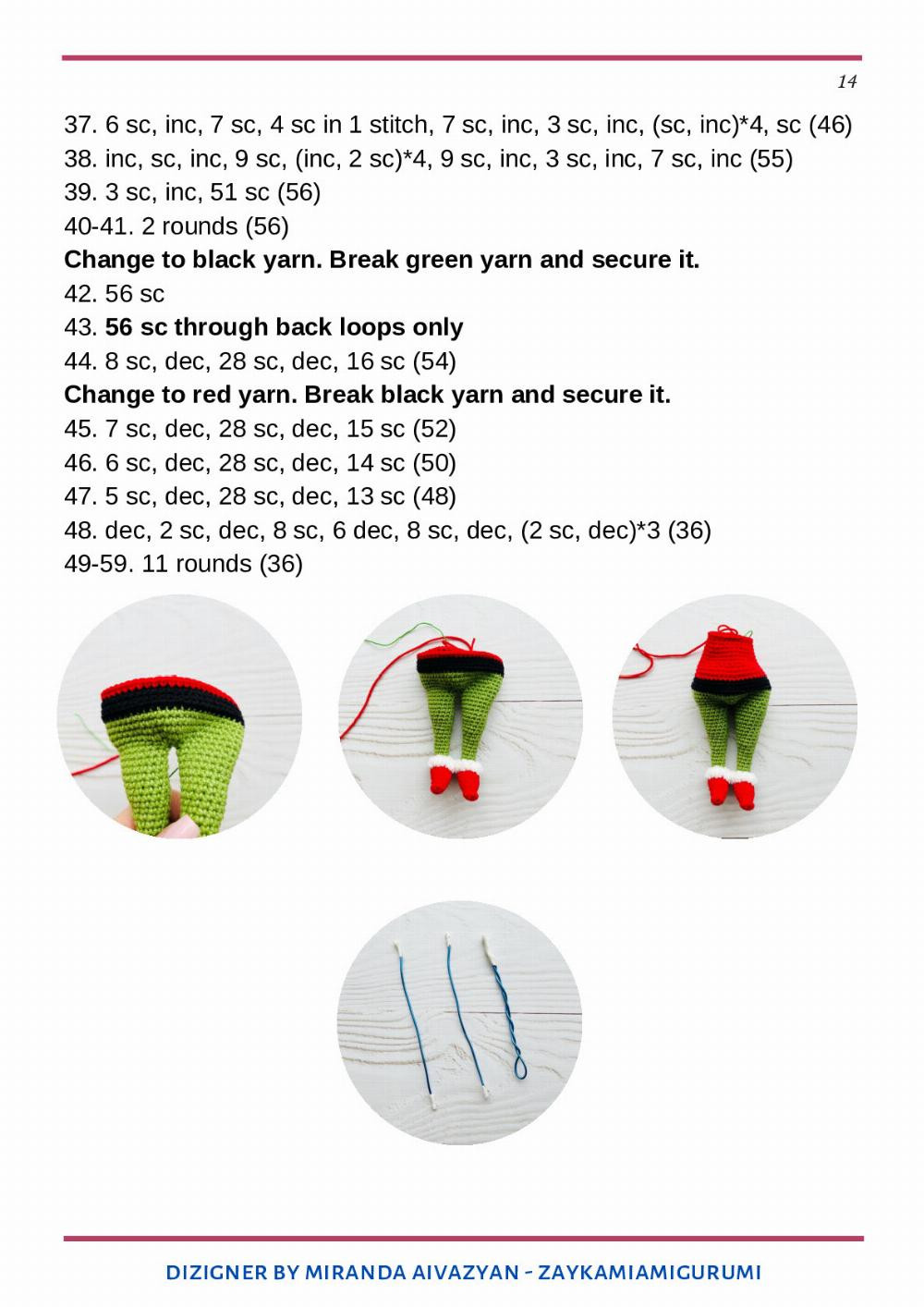 Crochet pattern The Grinchmas, Crochet pattern for a frog doll wearing a Santa suit