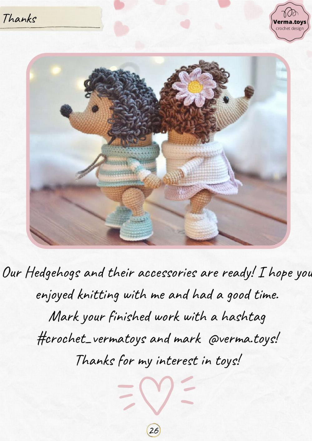 Crochet pattern toys hogs in love, hedgehogs