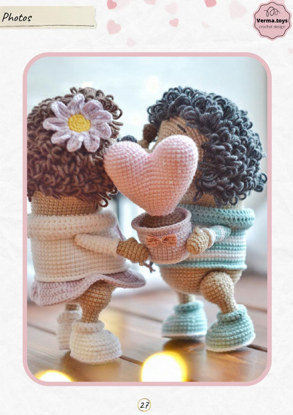 Crochet pattern toys hogs in love, hedgehogs