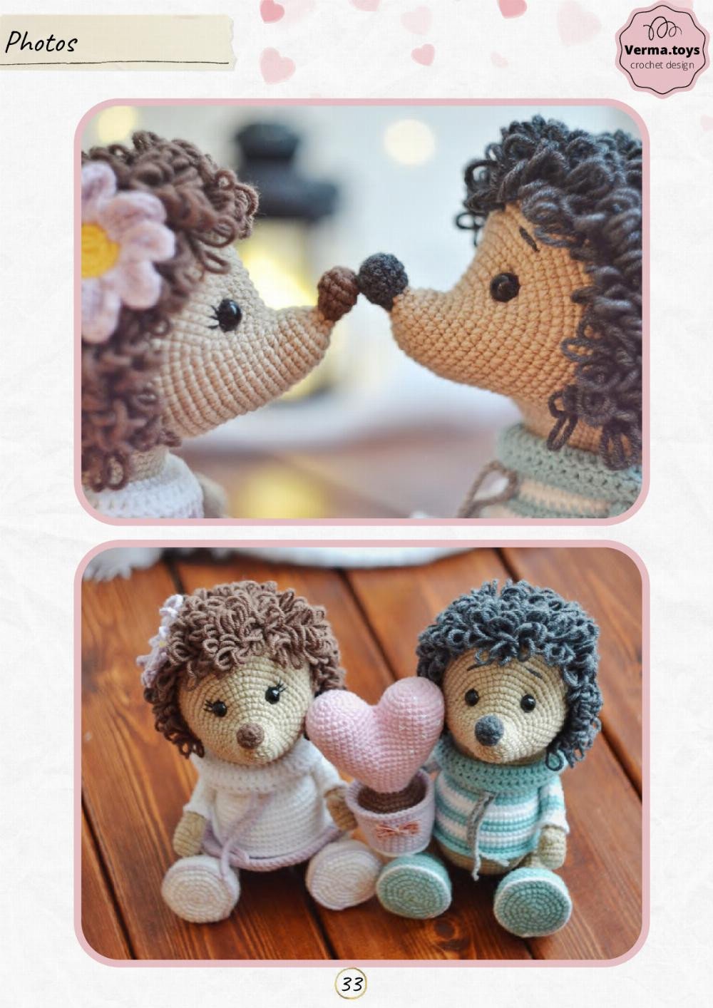 Crochet pattern toys hogs in love, hedgehogs