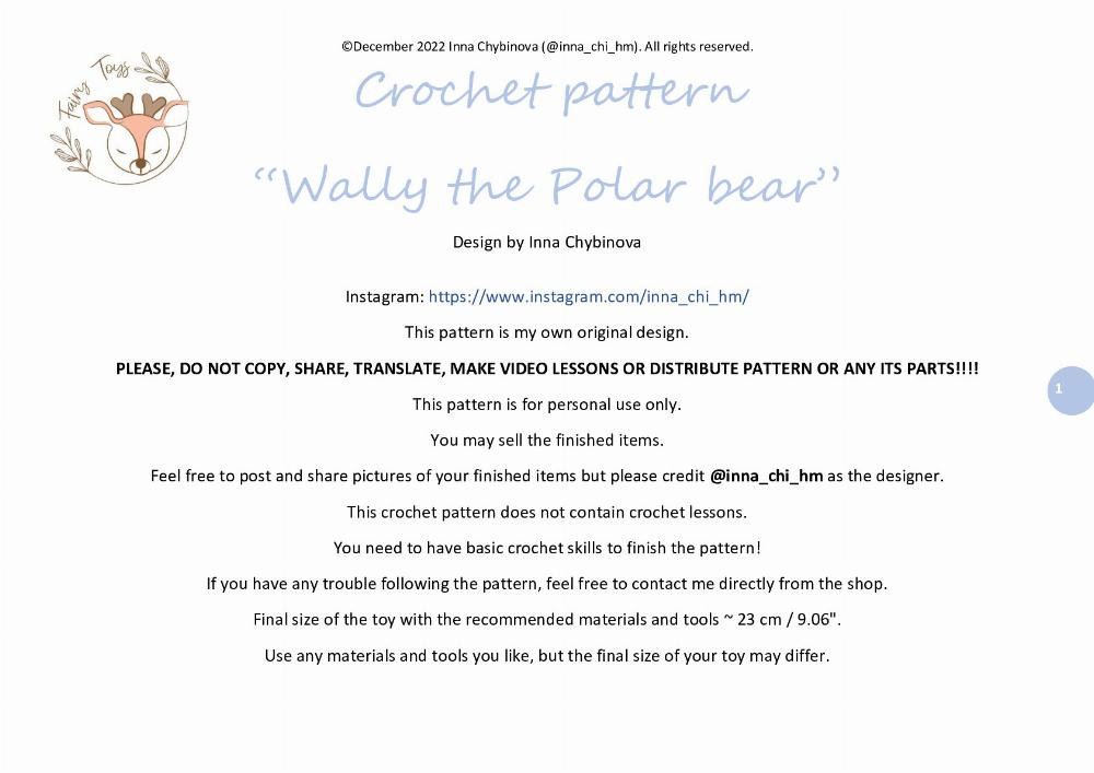 Crochet pattern “Wally the Polar bear”