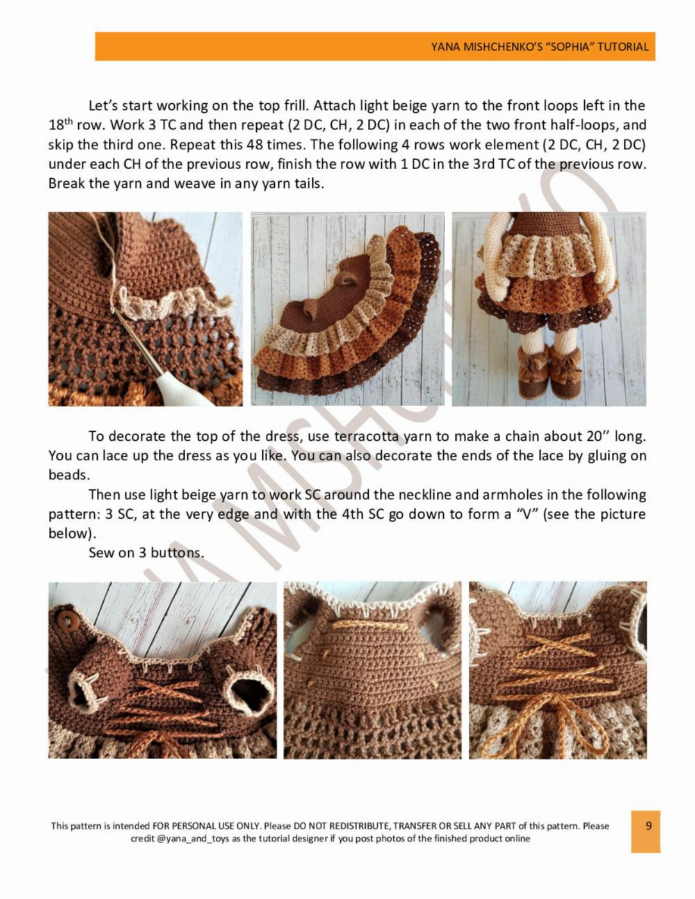 crochet pattern with tutorial “Sophia” outfit, Baby girl doll crochet pattern with skirt and crossbody bag