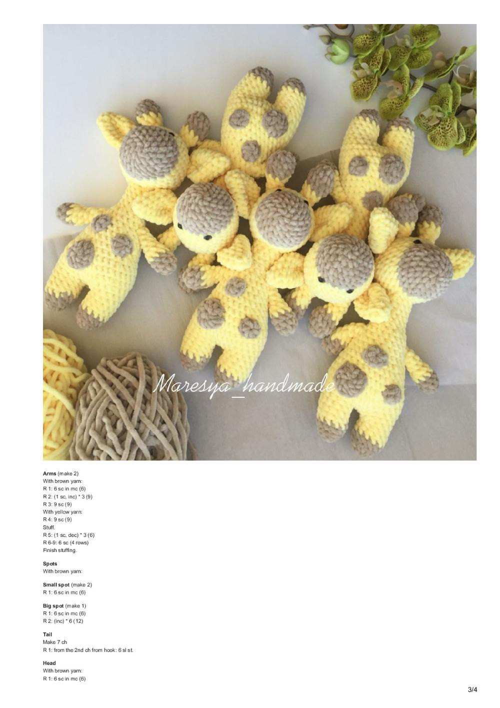 Crochet plush toy giraffe