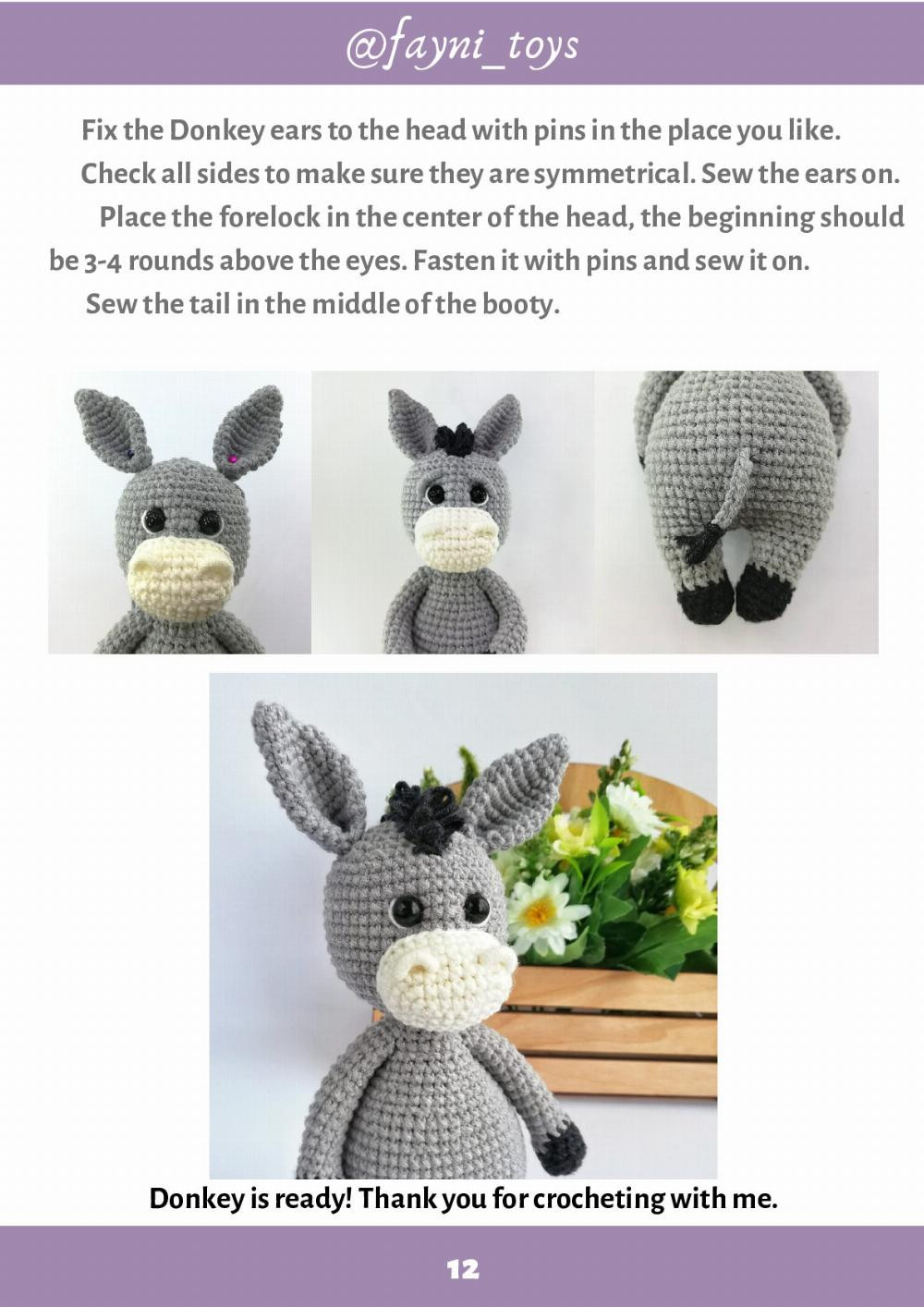 Crochet Toy Pattern DONKEY