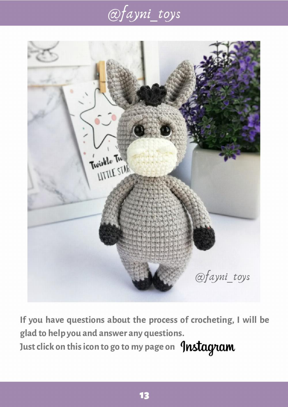 Crochet Toy Pattern DONKEY