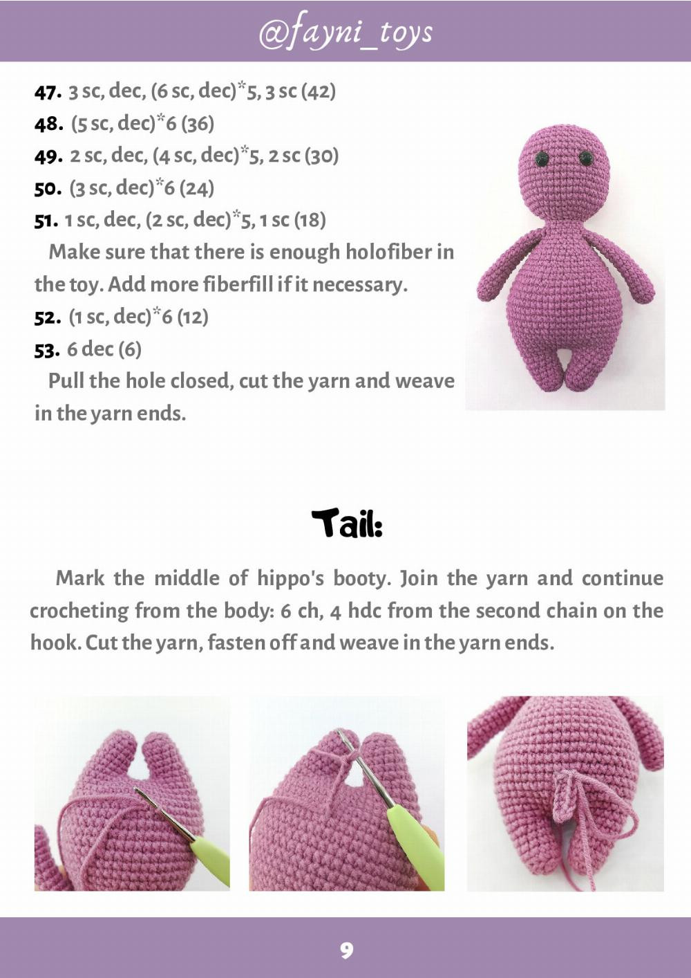 Crochet Toy Pattern HIPPO