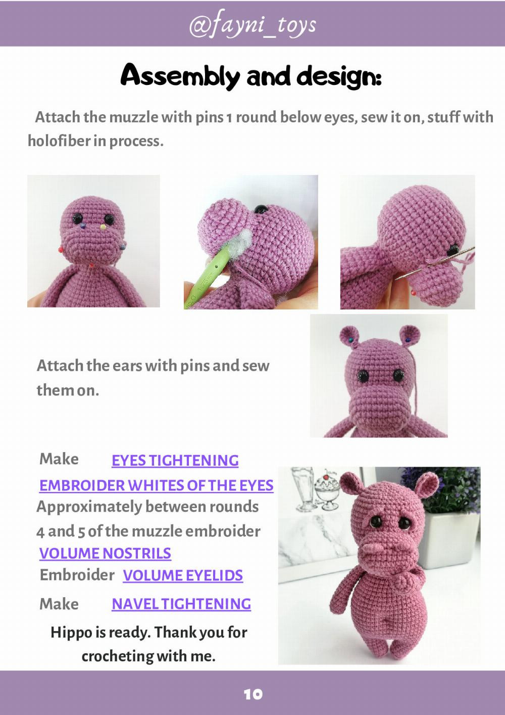 Crochet Toy Pattern HIPPO