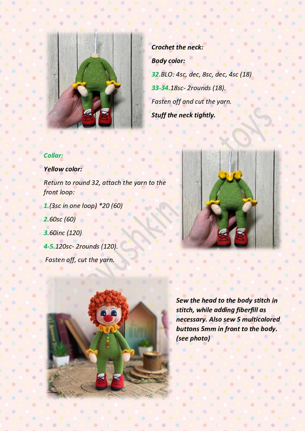 crochet toy pattern klyopa the clown