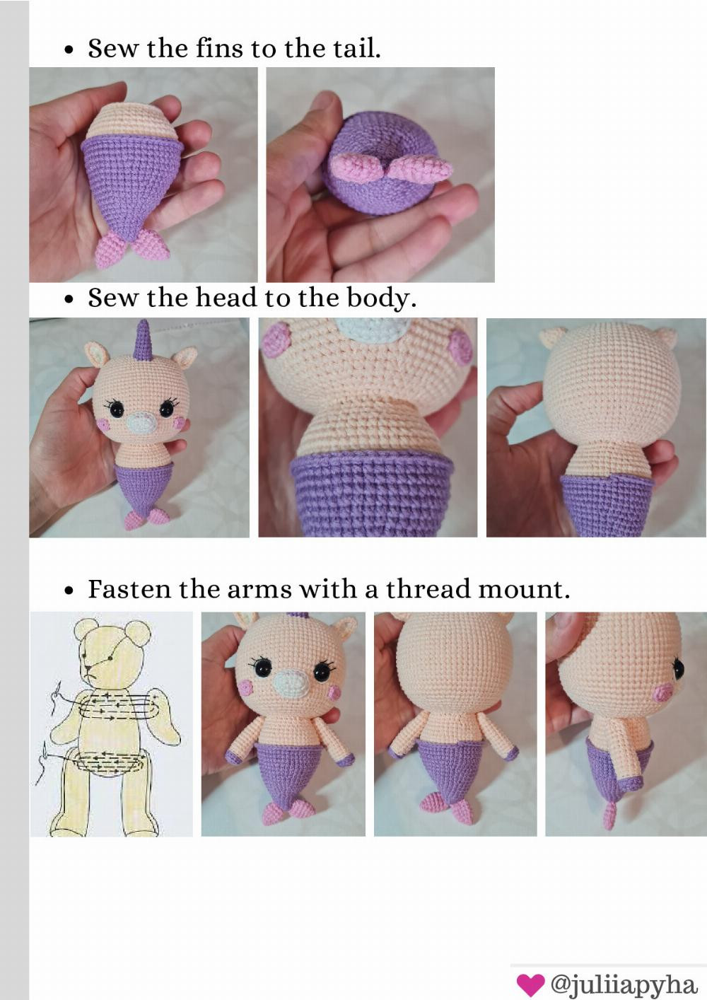 Crochet Toy Pattern Unicorn-mermaid