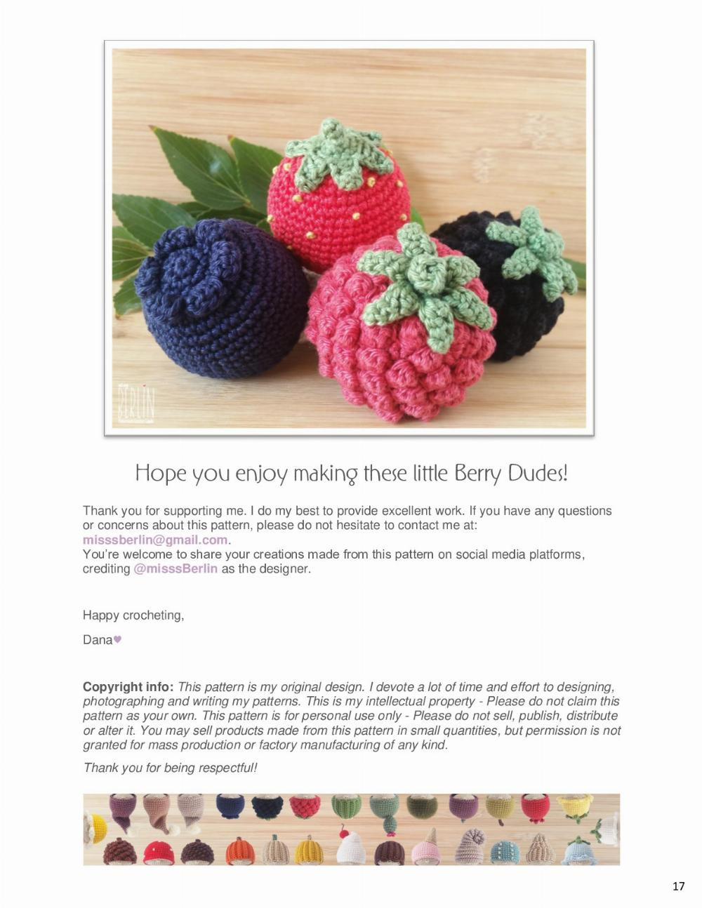 Crochet yourself 4 whimsical Berry Dudes