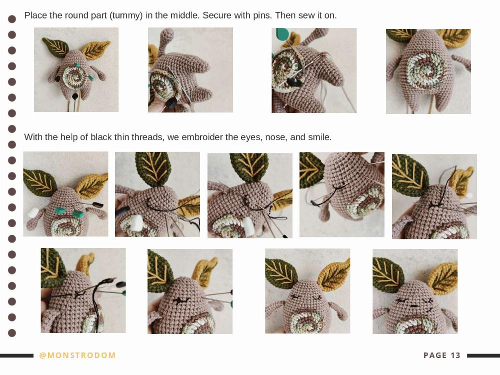 Crocheting description Assembly and design Autumn monster