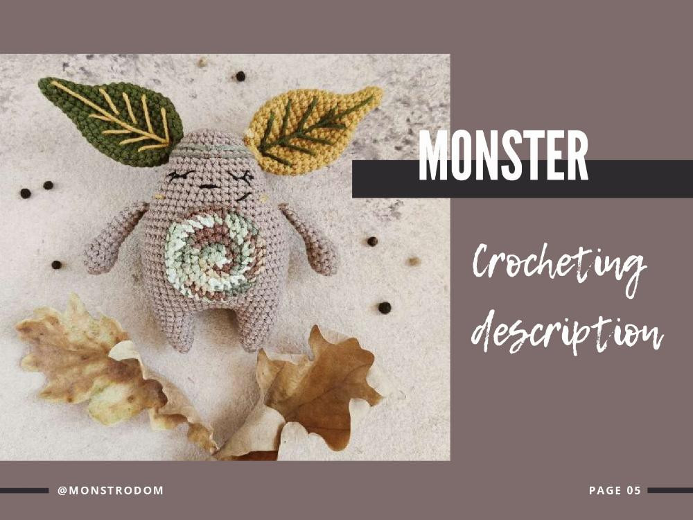 Crocheting description Assembly and design Autumn monster