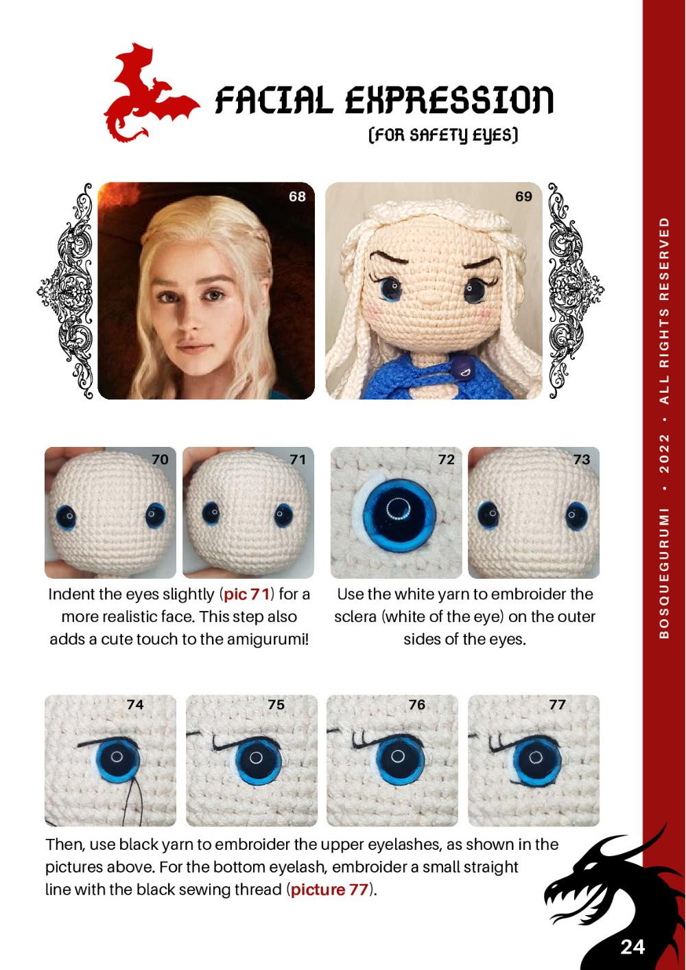 Daenerys Targaryen DIGITAL PATTERN, Girl doll crochet pattern with white hair and blue dress