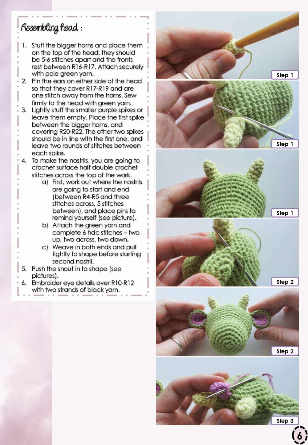 Dexter the Dragon Teether Rattle Pattern BerceauKnits