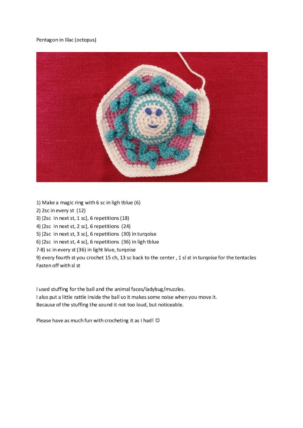 Educational Ball Crochet 12 pentagons