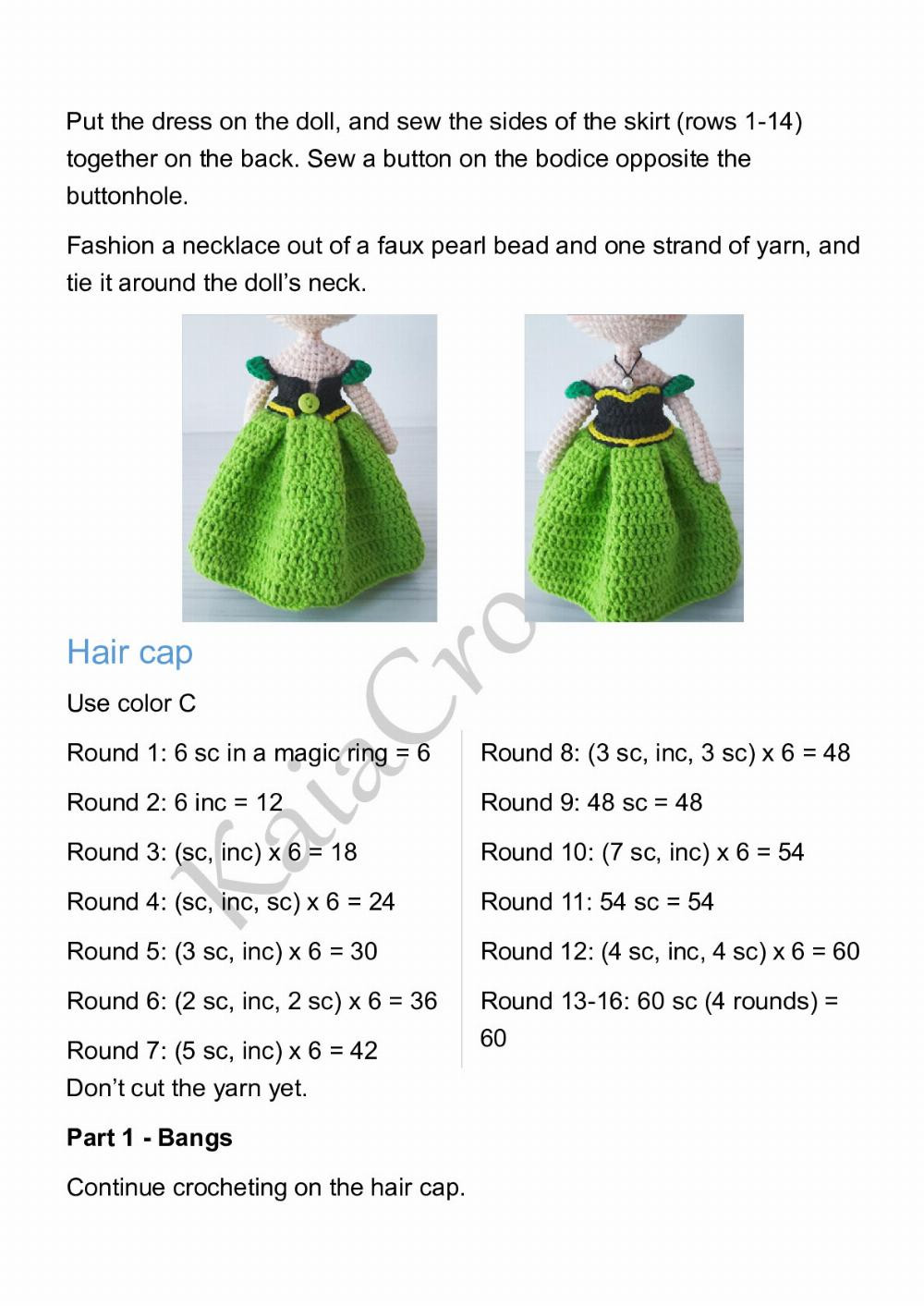 elsa anna princess ornaments crochet pattern