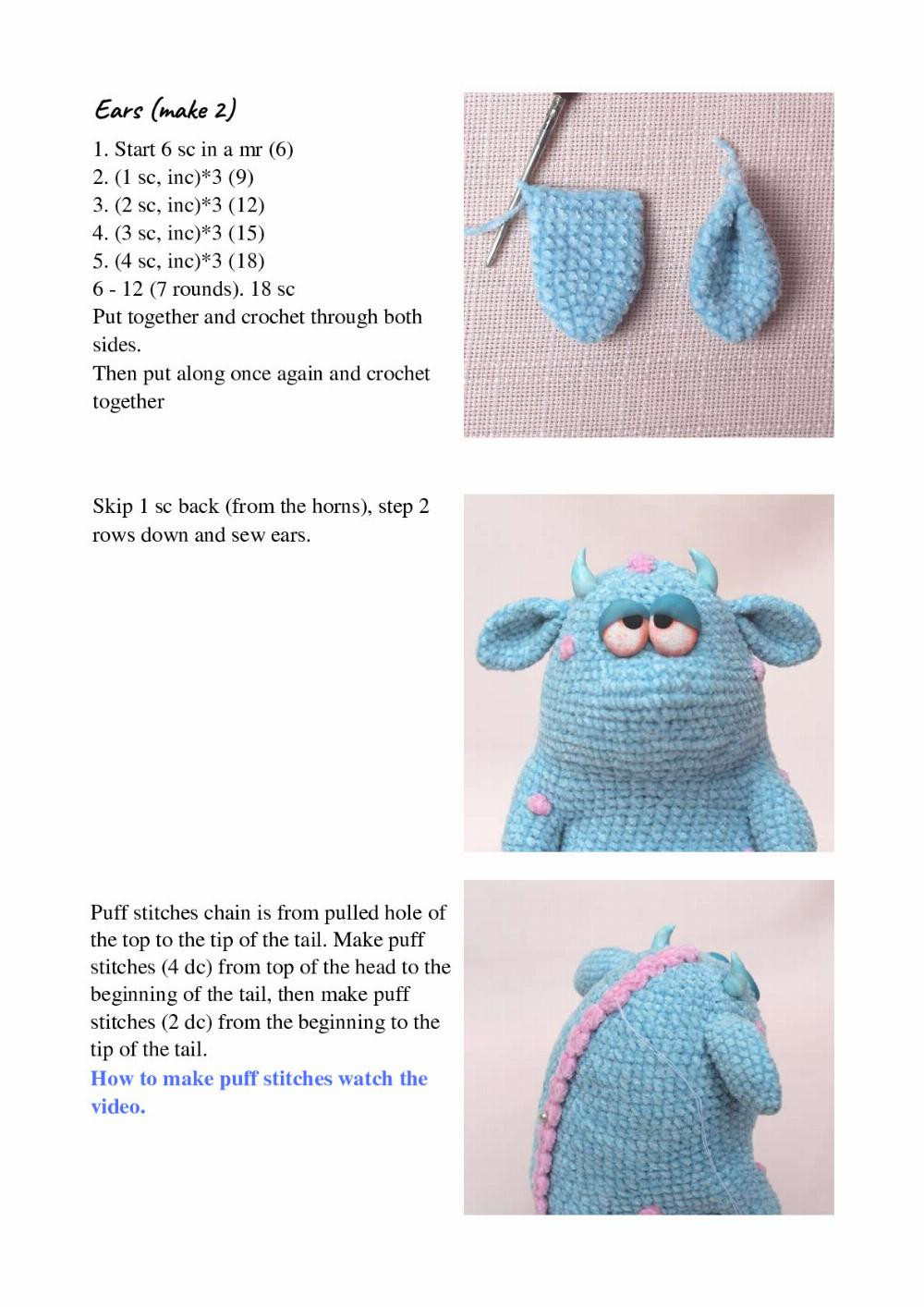 English crochet pattern "Dragon Sleepyhead"