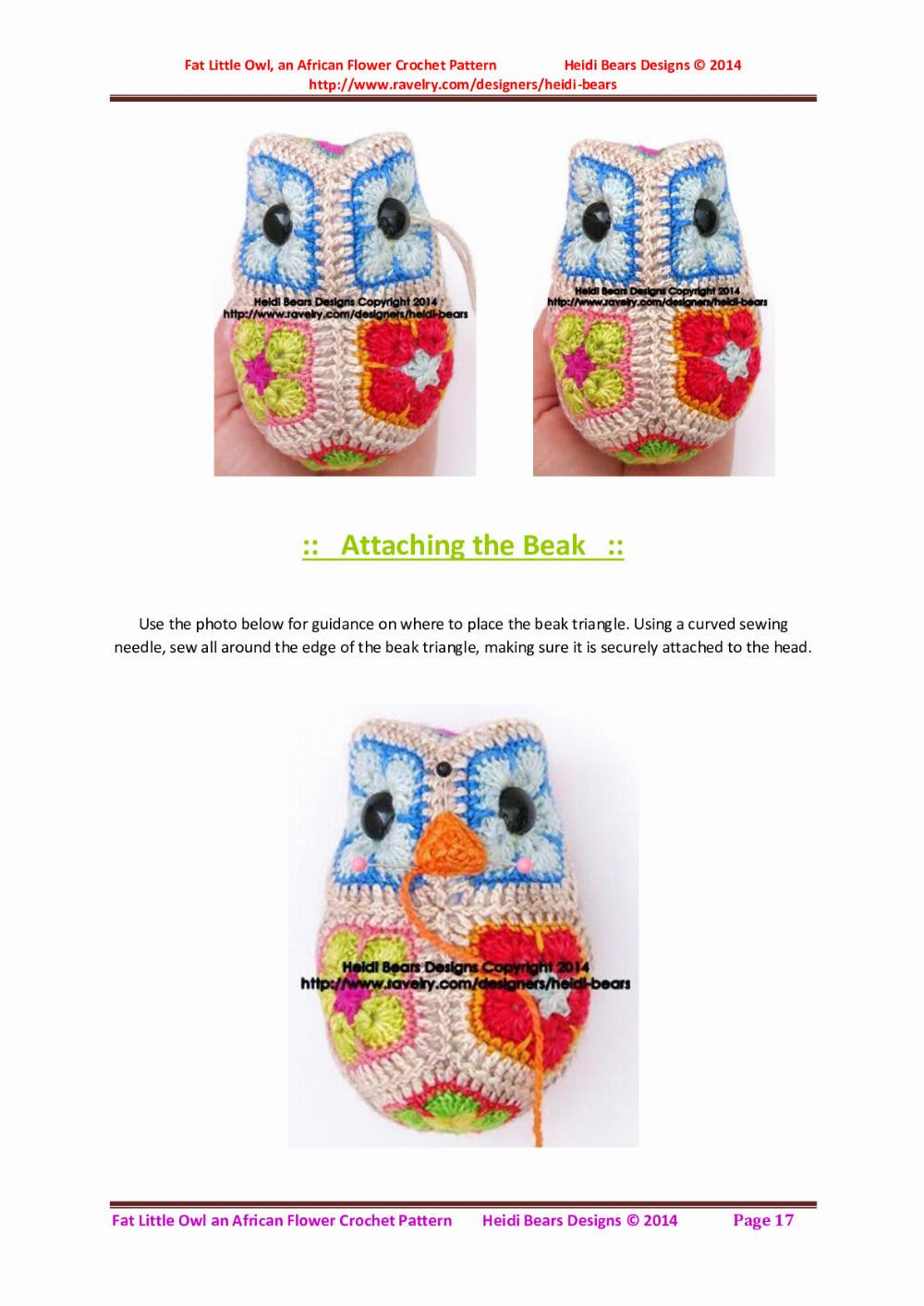 Fat Little Owl, an African Flower Crochet Pattern