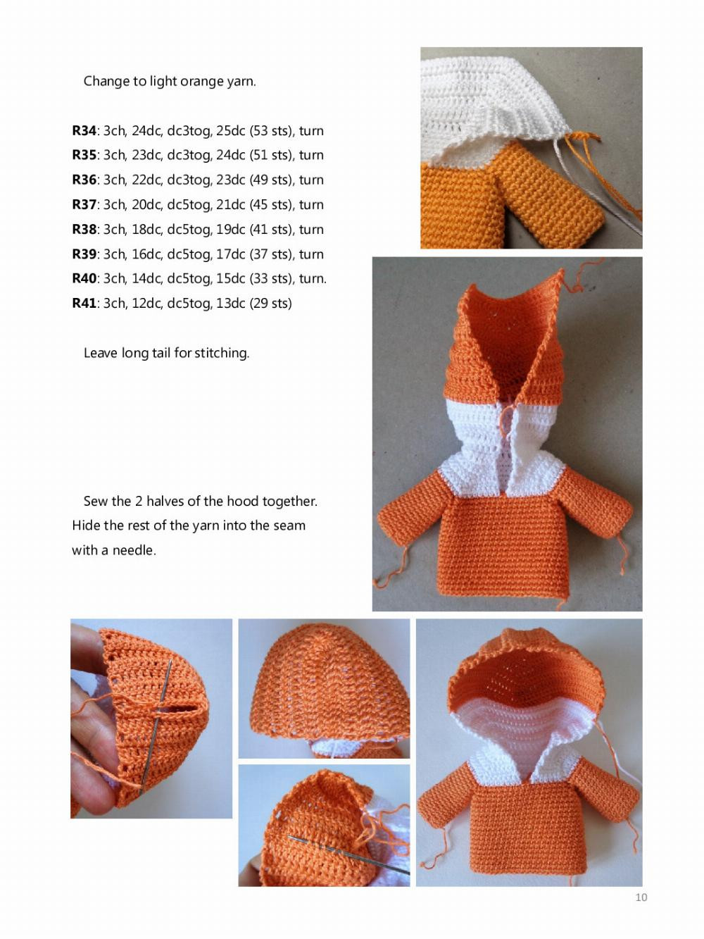 FOX OUTFIT, Baby doll crochet pattern wearing fox clothes