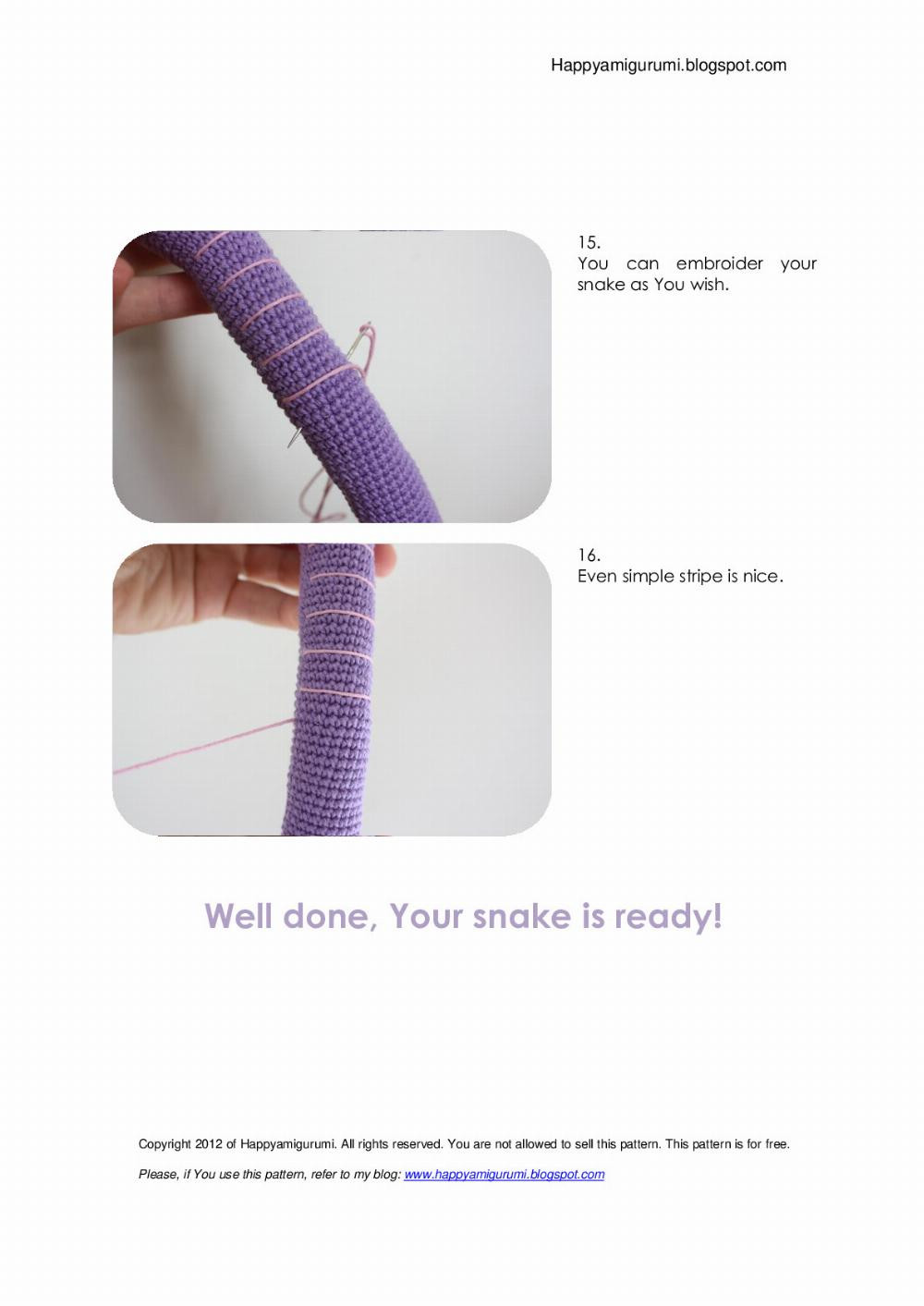 Free amigurumi snake pattern