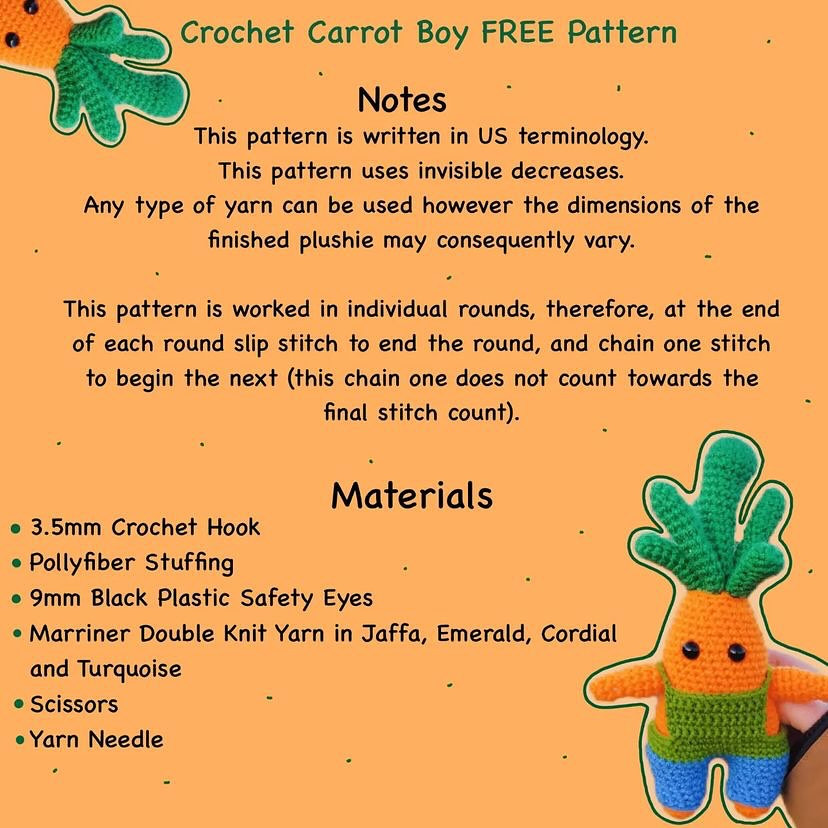 free crochet carrot boy pattern