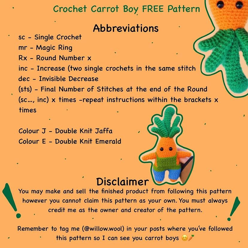 free crochet carrot boy pattern