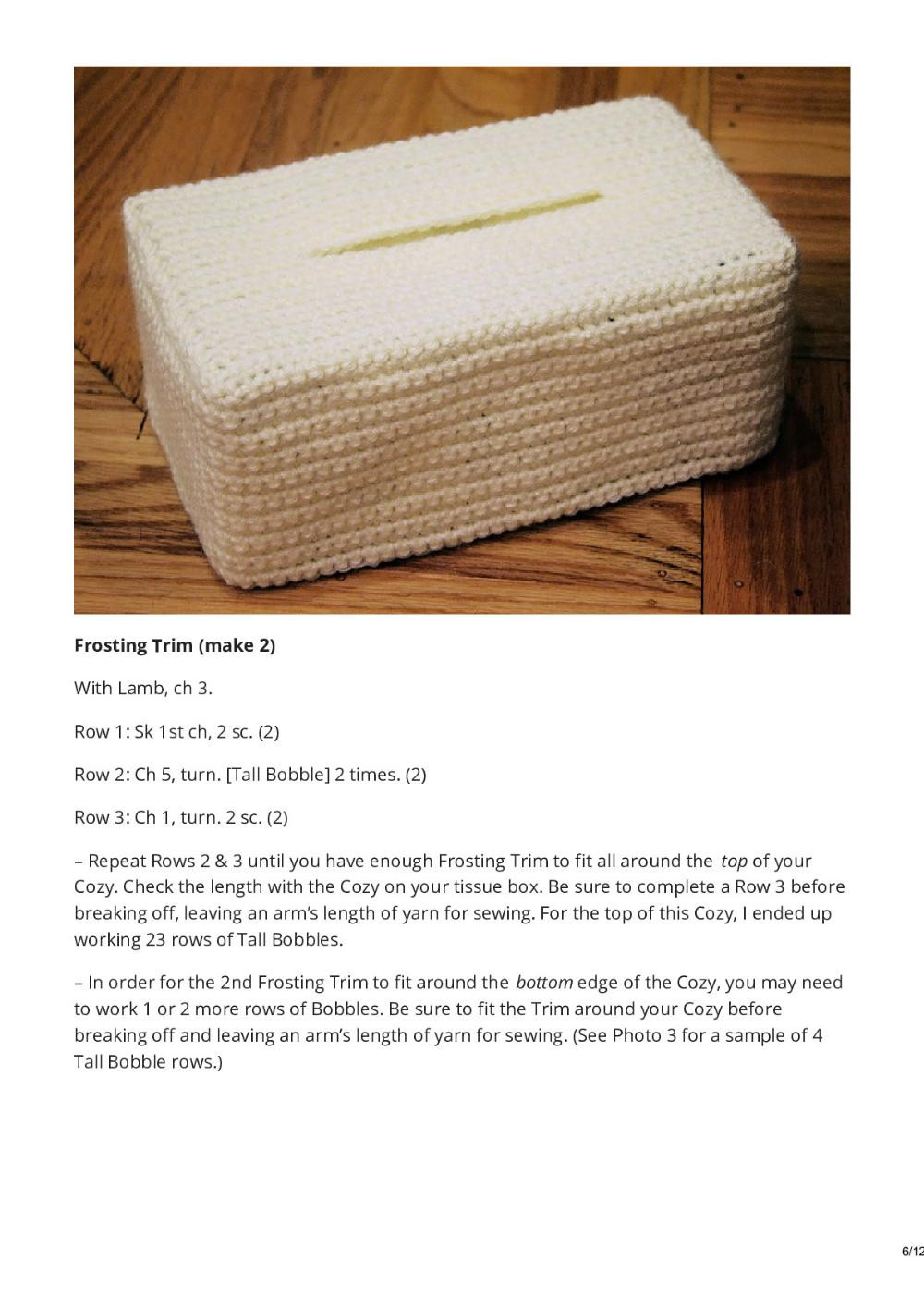 Free Crochet Pattern: Cake Tissue Box Cozy (Chiffon Cake with Fruit Topping)