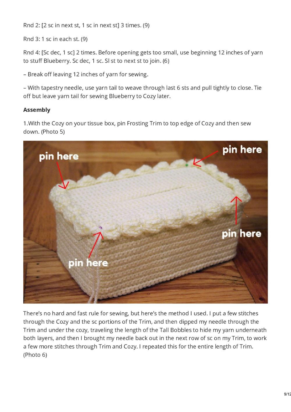 Free Crochet Pattern: Cake Tissue Box Cozy (Chiffon Cake with Fruit Topping)