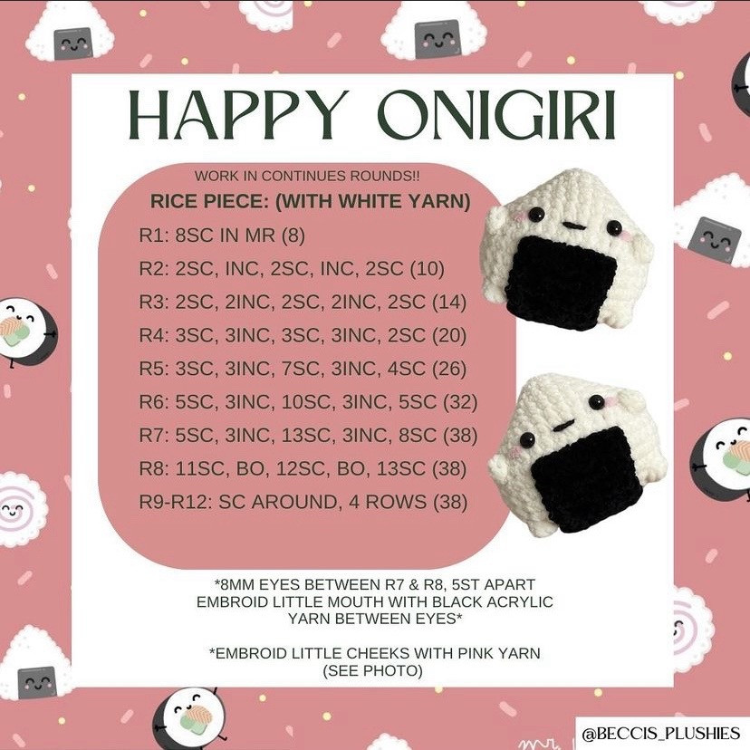 free crochet pattern happy onigiri