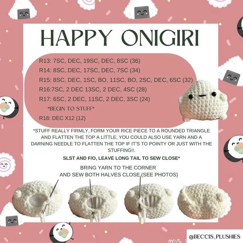 free crochet pattern happy onigiri