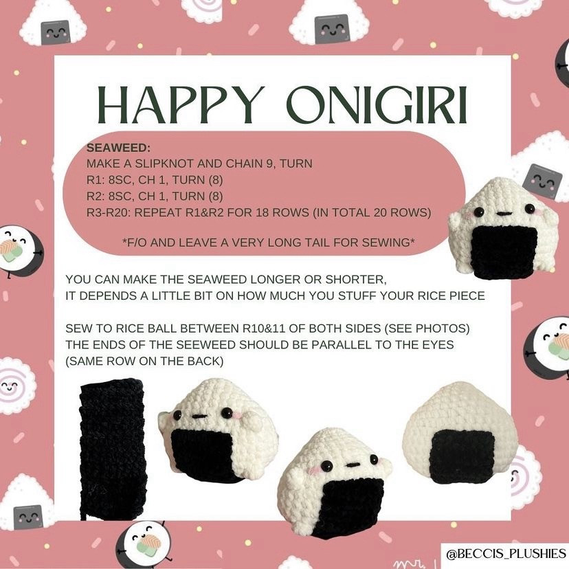 free crochet pattern happy onigiri