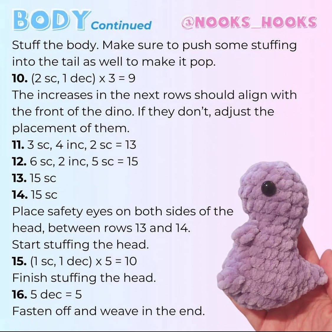 free no sew baby dino pattern