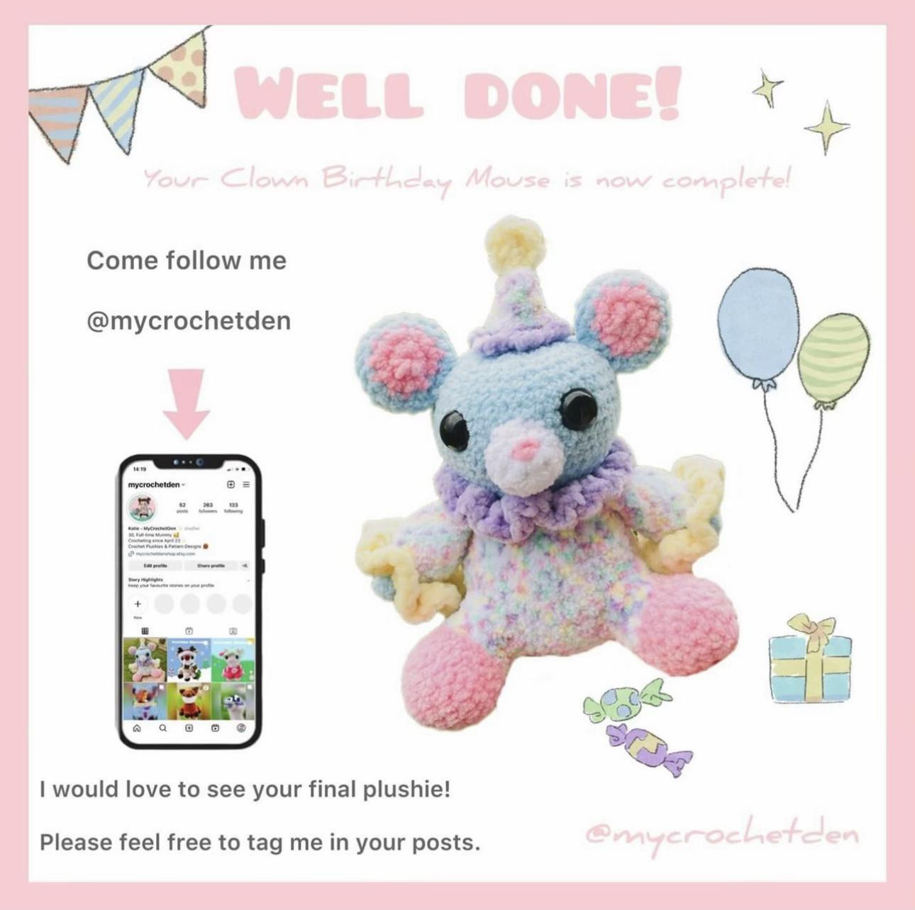 free pattern clown birtday mouse