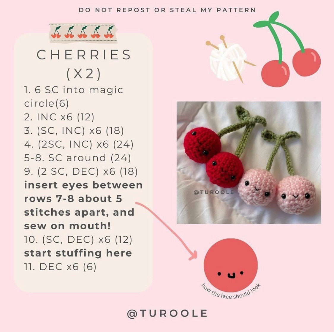 free pattern crochet cherries