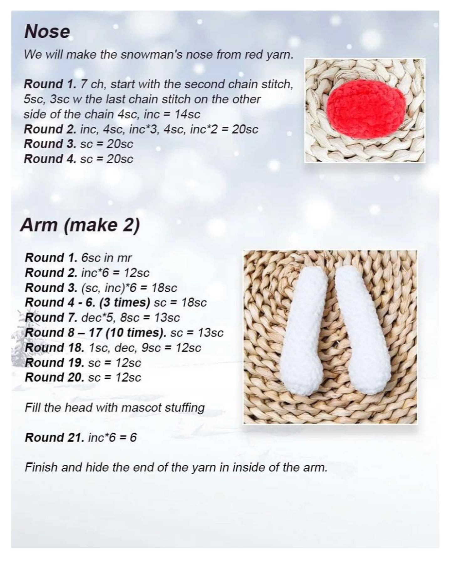 free pattern crochet snowman