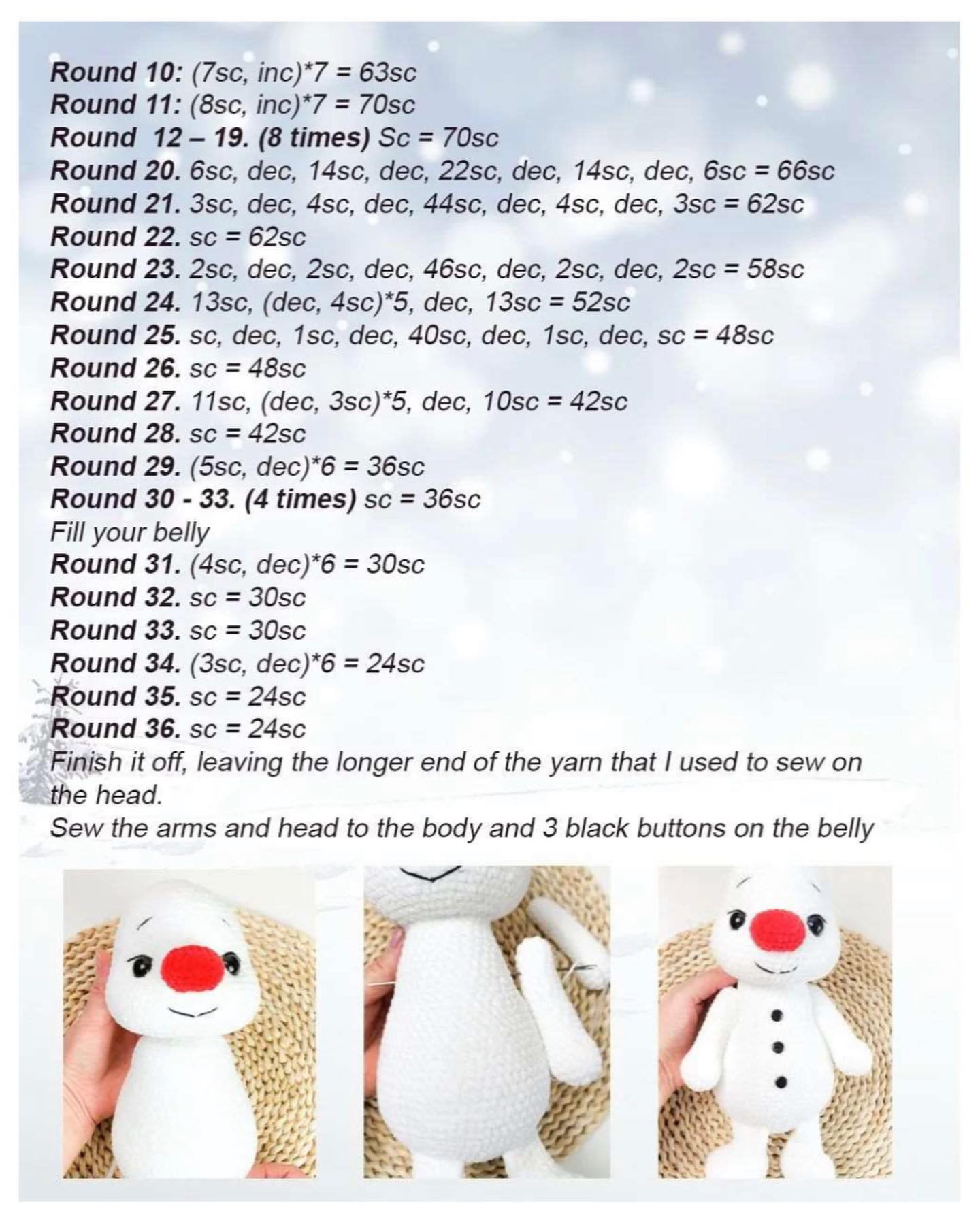 free pattern crochet snowman