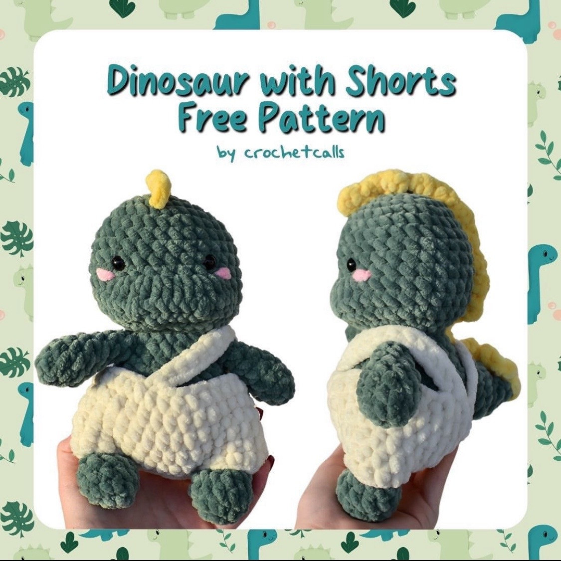 free pattern dinosaur with shorts free pattern