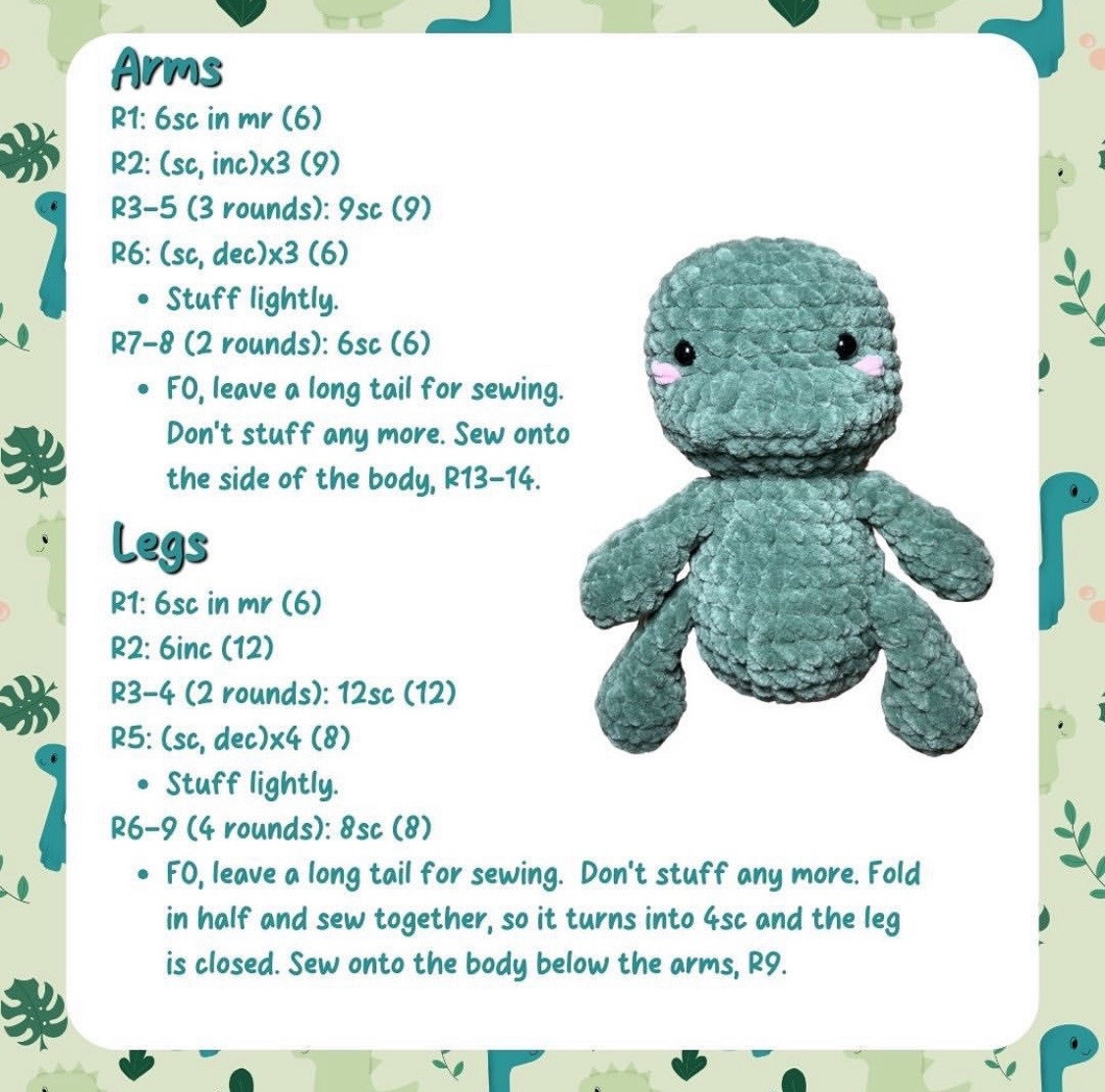 free pattern dinosaur with shorts free pattern