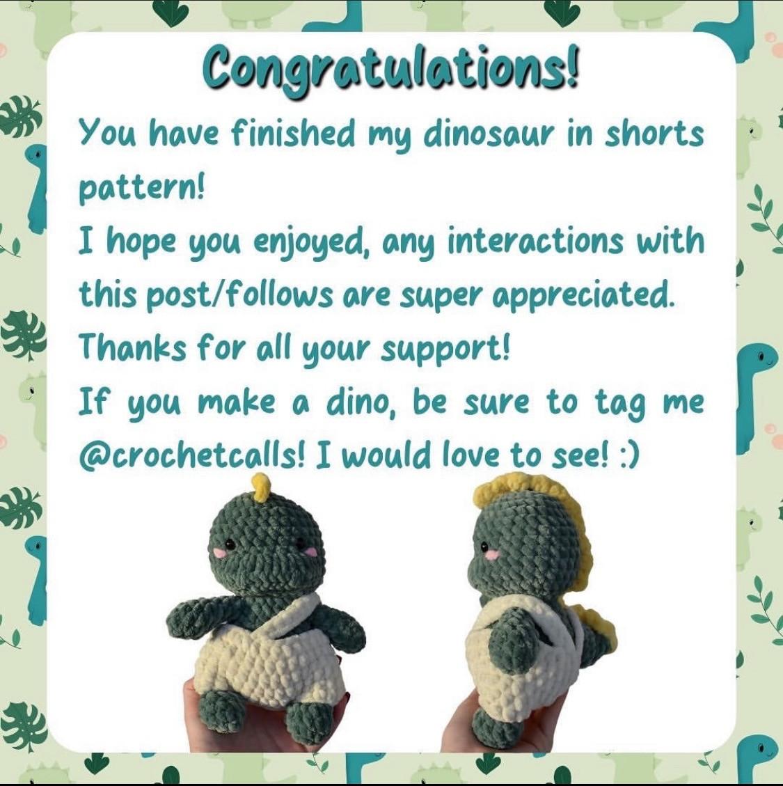 free pattern dinosaur with shorts free pattern